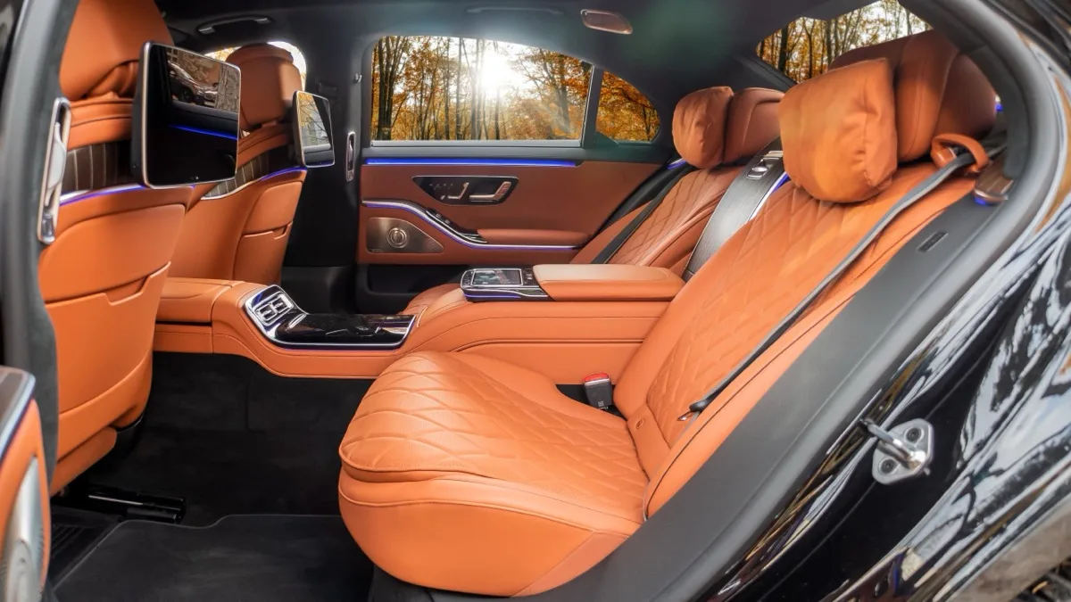 Салон Mercedes-Benz S-Class в оранжевой коже — цех Velart
